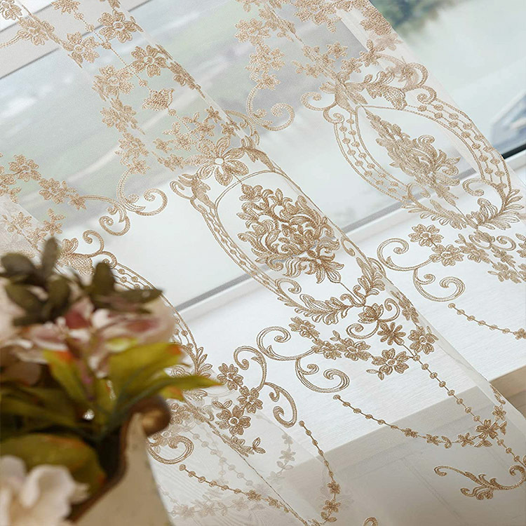 High Quality China Supplier 100% Polyester Promptus Made Flower Bed Jacquard Sheer Velum Sheers Fabrics