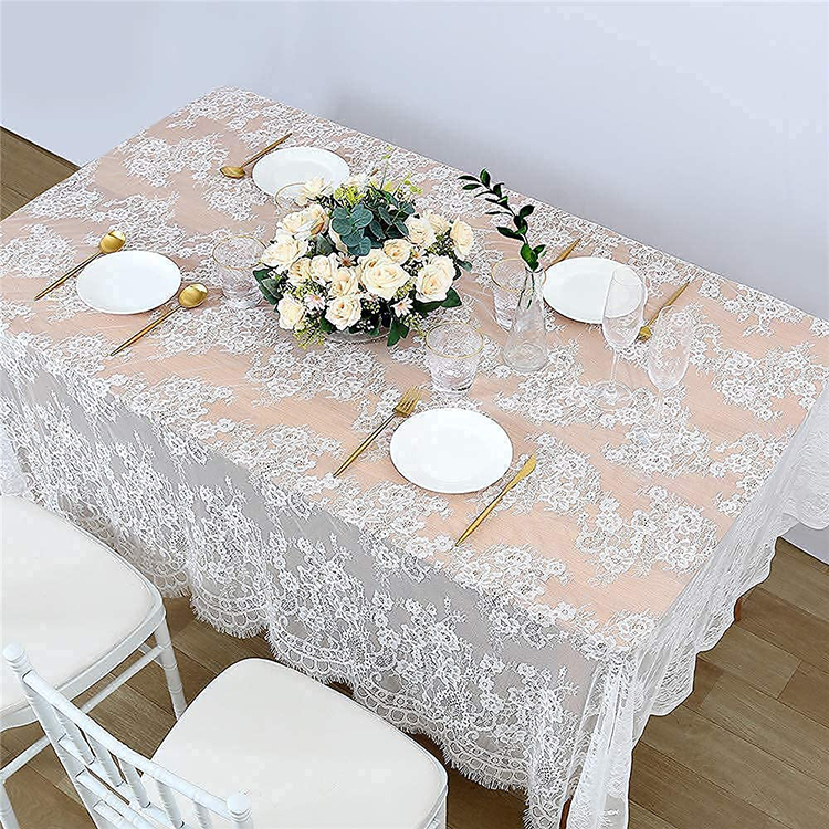 Leve album polyester simplex rectangulum cena nuptialis lace jacquard mensa vestimenta fabricae